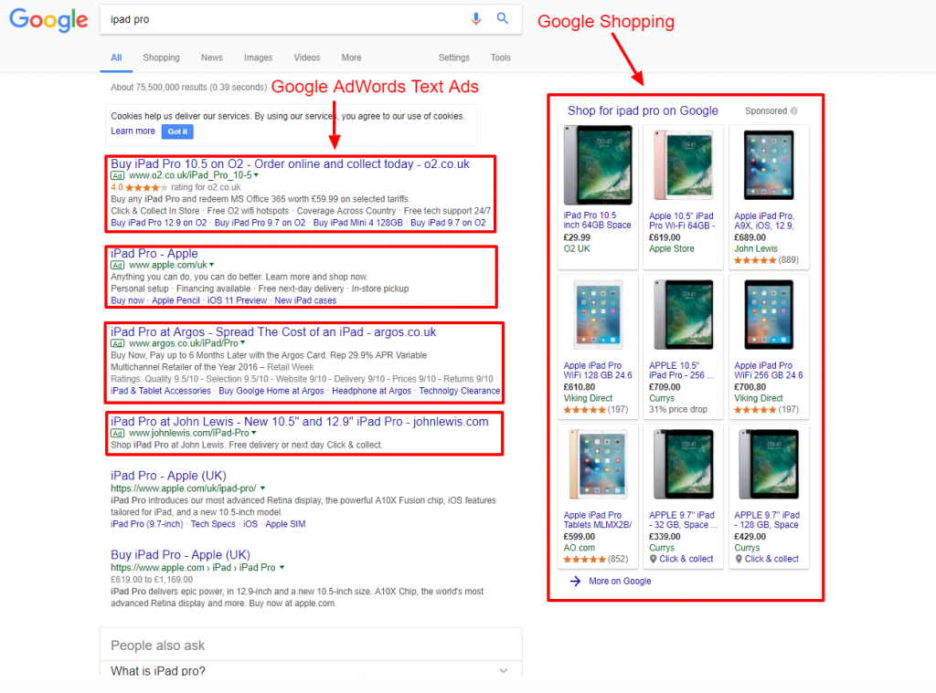 Search adwords - Google search Network